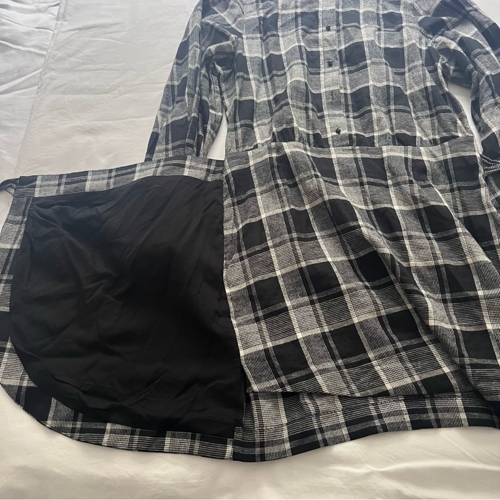 Sezane Capri Flannel Shirtdress Mini Wrap Washington Check French Academia 40 - Picture 12 of 16